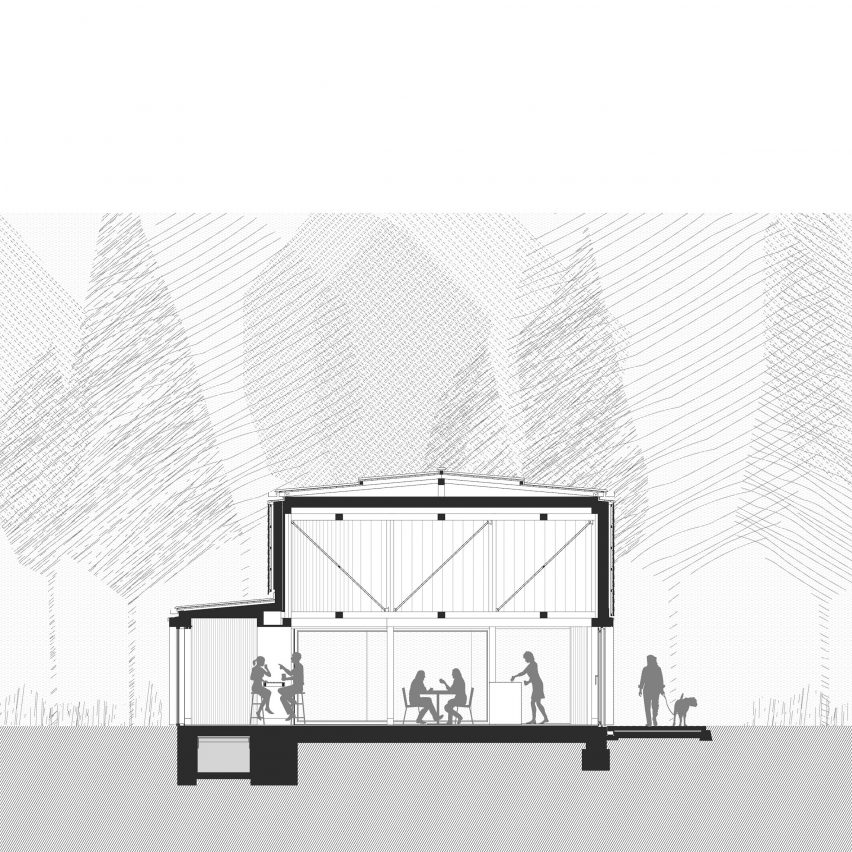 Section of the Normafa Ski Lodge by Hetedik Muterem and Studio Konstella