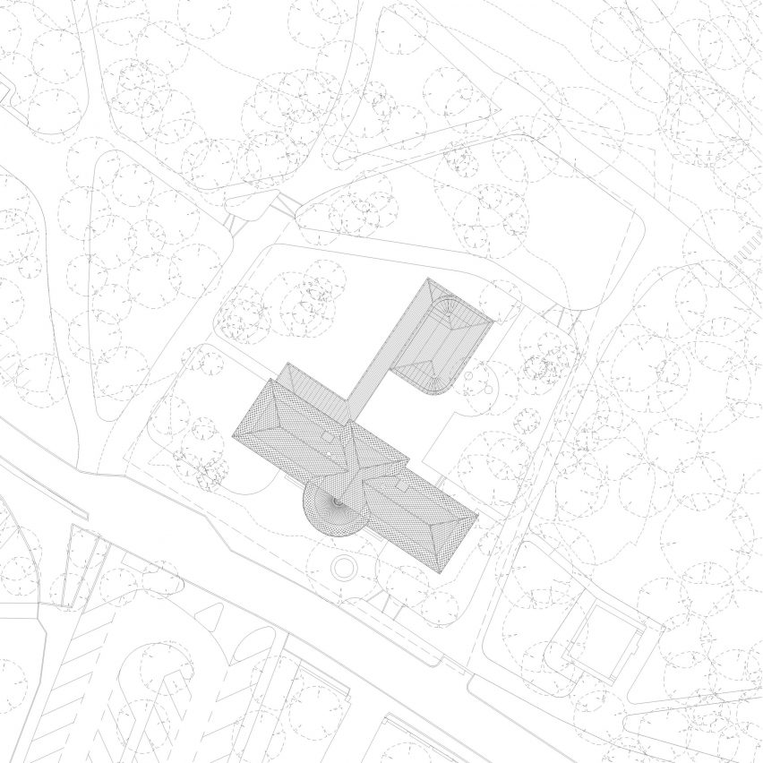 Site plan of the Normafa Ski Lodge by Hetedik Muterem and Studio Konstella