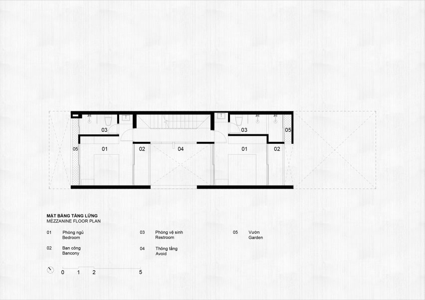 Mezzanine floor plan of House for Young Families by H-H Studio
