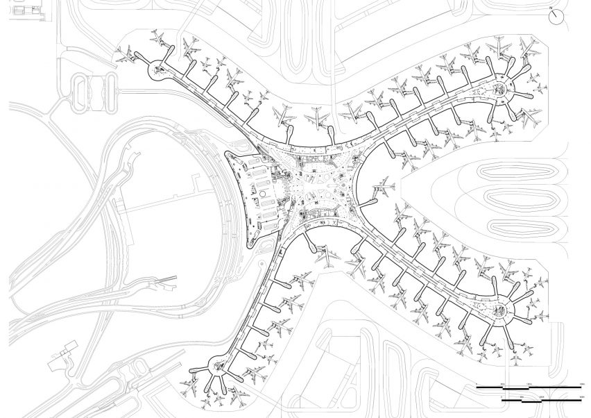 Floor plan drawing of Terminal A at Zayed International Airport by KPF