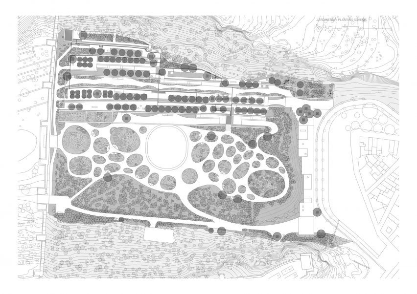 Site plan of La Hoya Park by Kauh Arquitectura