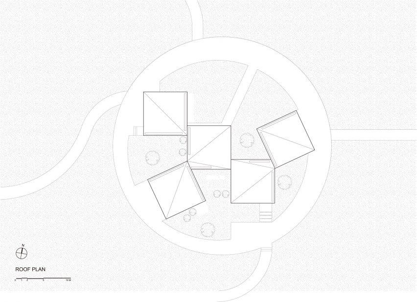 Roof plan of The Library in Ice-Chrysanthemum Field by Atelier Xi