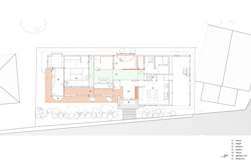 Ground floor plan of House in Toyama by NYAWA