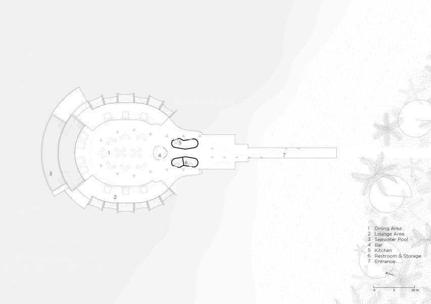 Floor plan of Overwater Restaurant by Atelier Nomadic