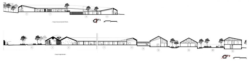 Section drawing of Samuel Paty School by Ateliers O-S and NAS Architecture