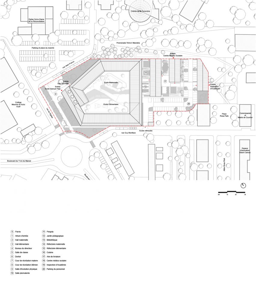 Roof plan of Samuel Paty School by Ateliers O-S and NAS Architecture