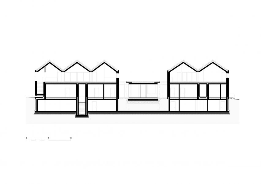 Section drawing of Clinic in Anif by Steiner Architecture