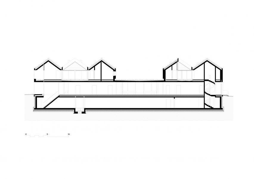 Section drawing of Clinic in Anif by Steiner Architecture