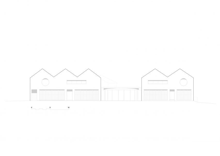 Elevation drawing of Clinic in Anif by Steiner Architecture