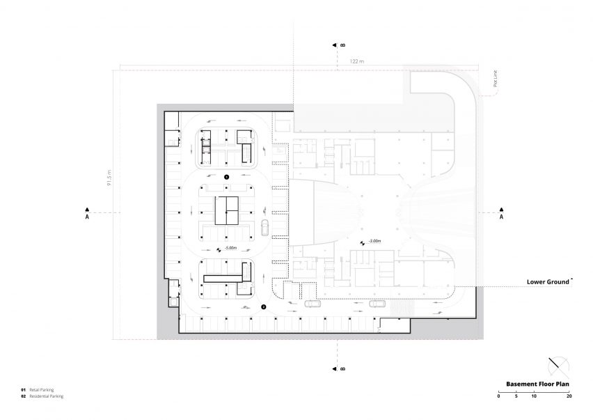 Basement floor plan of The H Residence by Tariq Khayyat Design Partners