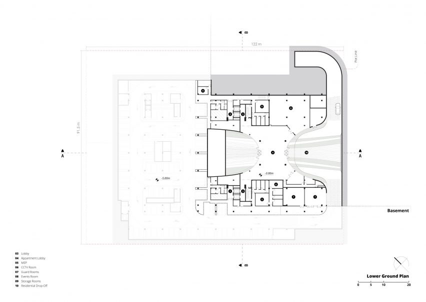 Lower ground floor plan of The H Residence by Tariq Khayyat Design Partners