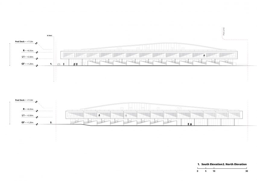 Elevation drawing of The H Residence by Tariq Khayyat Design Partners