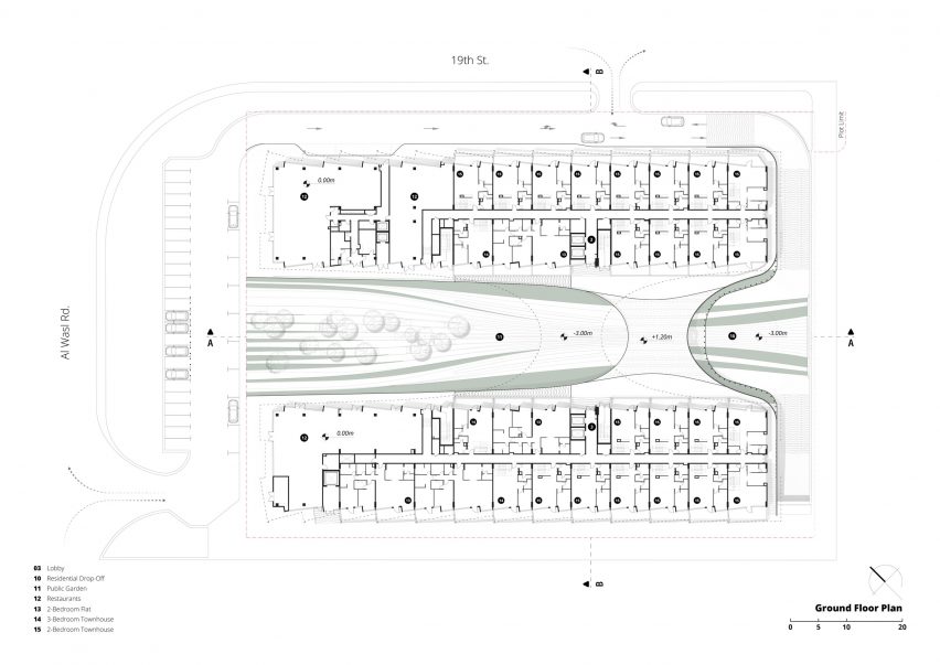 Ground floor plan of The H Residence by Tariq Khayyat Design Partners