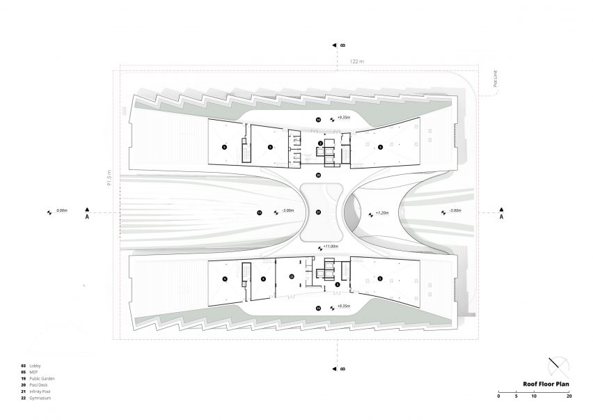 Roof floor plan of The H Residence by Tariq Khayyat Design Partners