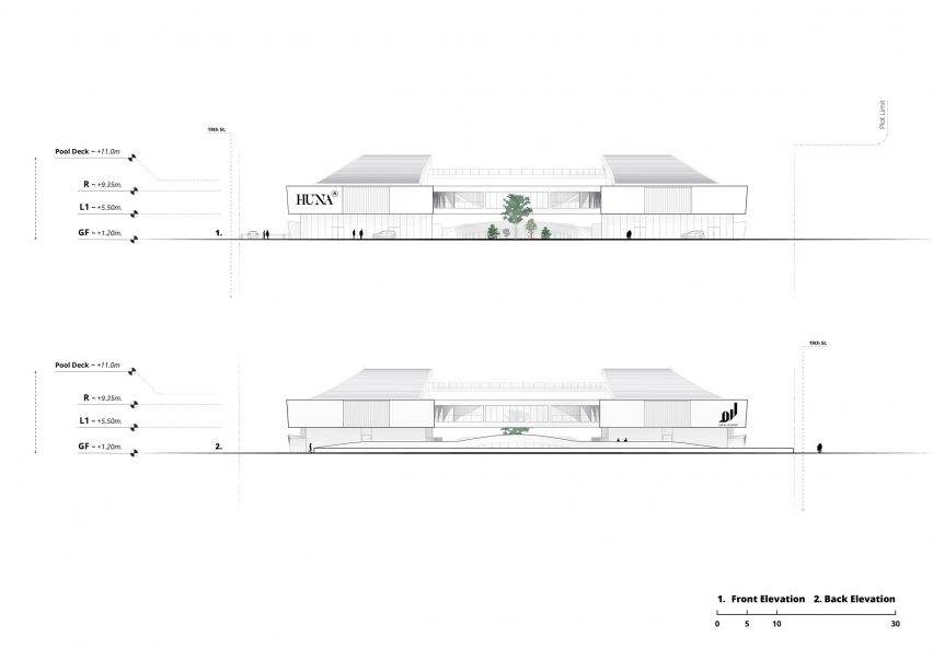 Elevation drawing of The H Residence by Tariq Khayyat Design Partners