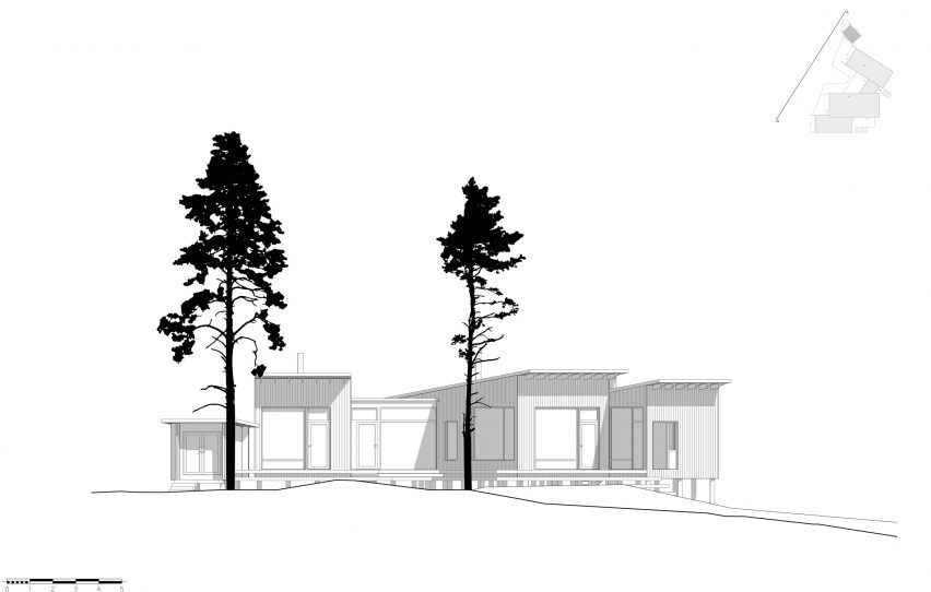 Elevation drawing of Two Sisters by MNY Arkitekter