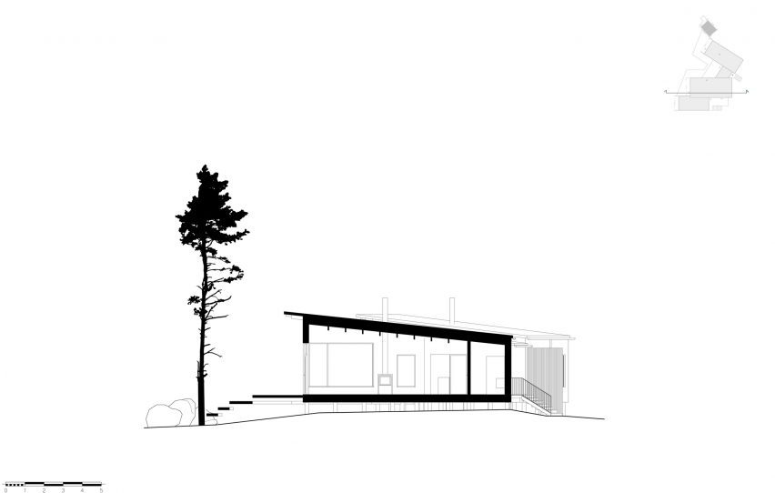 Section drawing of Two Sisters by MNY Arkitekter