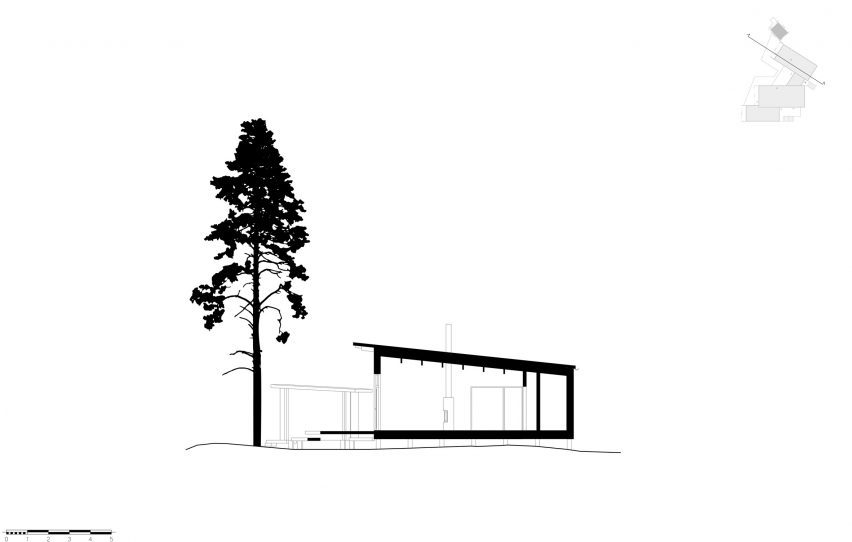 Section drawing of Two Sisters by MNY Arkitekter