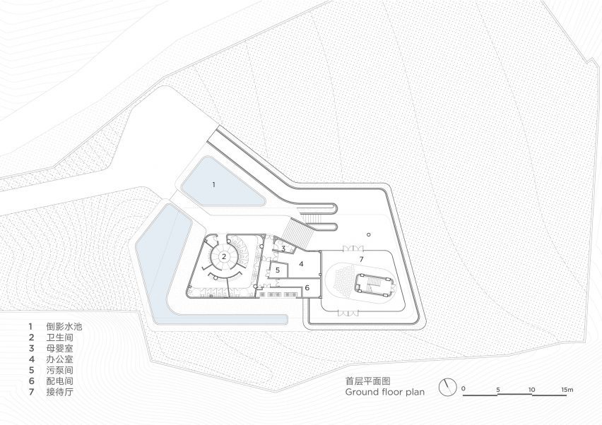 Ground floor plan of Yunhai Forest Service Station by Line+ Studio