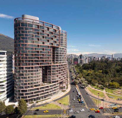 Concrete gridded skyscraper
