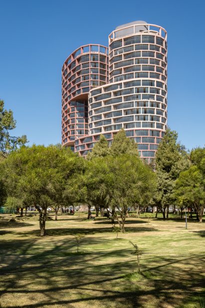 BIG skysraper view from park