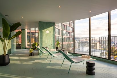 A green tile spa looking out over Quito