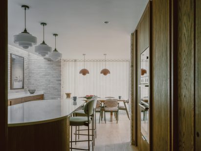 Kitchen area within London home by Fletcher Crane Architects