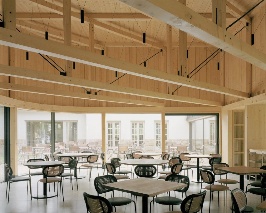 Timber interior of a ski lodge in Budapest