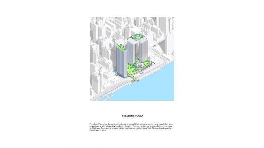 Architectural diagram of Freedom Plaza in New York City