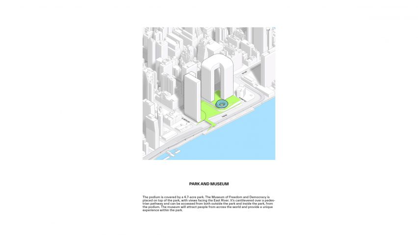 Architectural drawing of Freedom Plaza in NYC