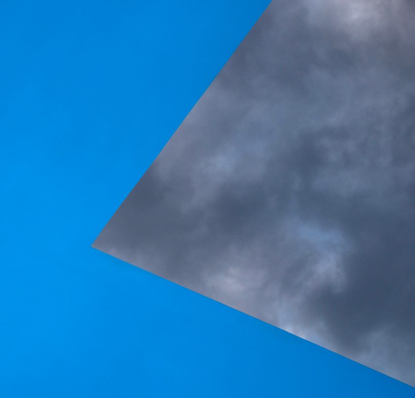 A blue wedge surrounding sky