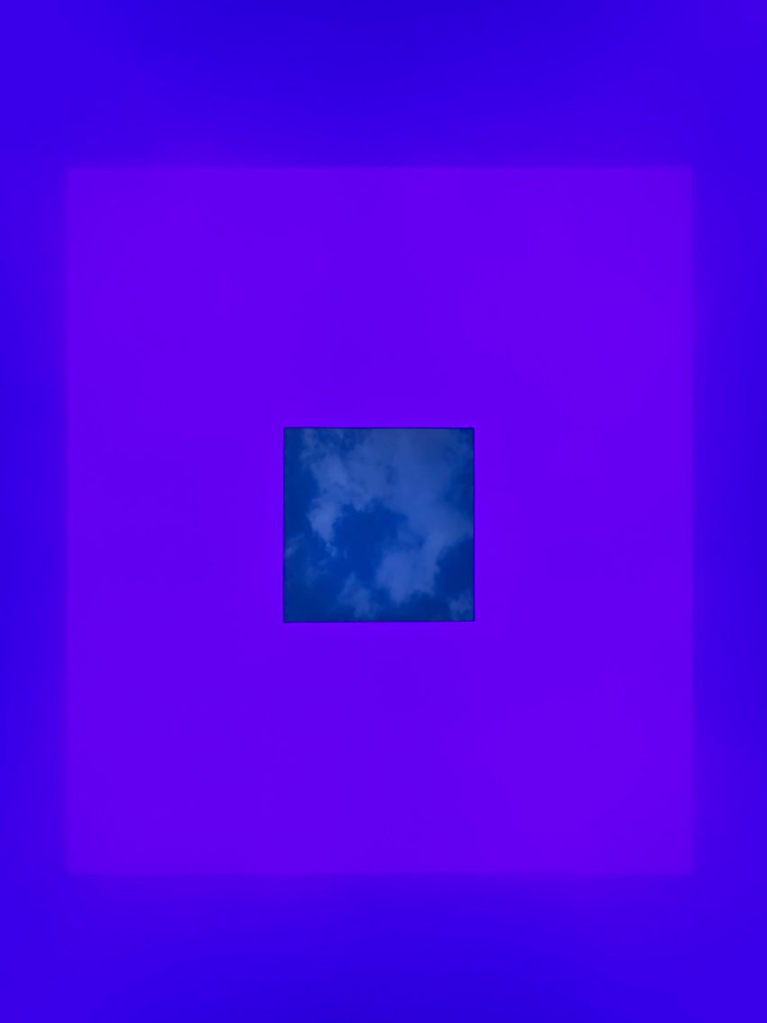 Skylight surrounded by purple light
