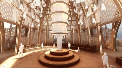 Central room of Burning Man 2024 temple
