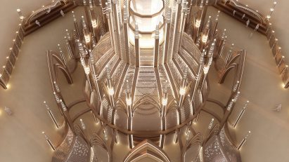 Central spire of Burning Man 2024 temple