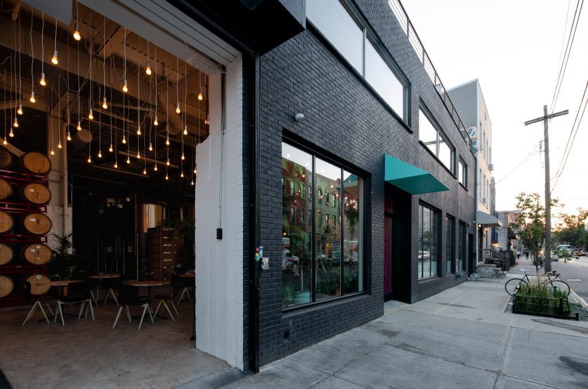 A brewery door open to street