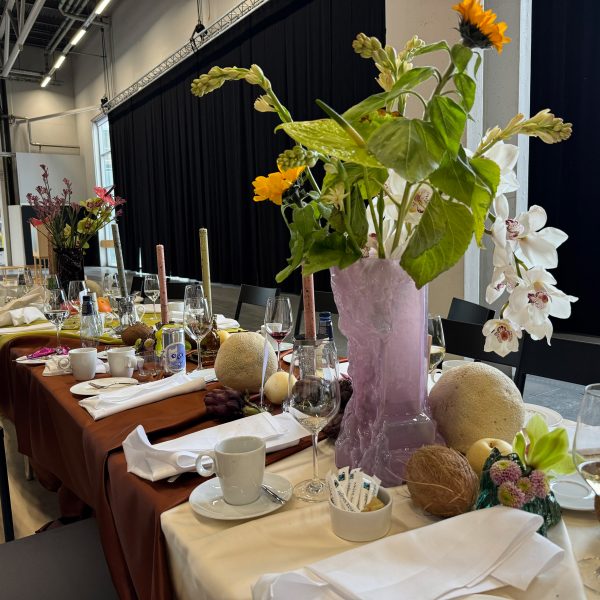 table scape with glass vase