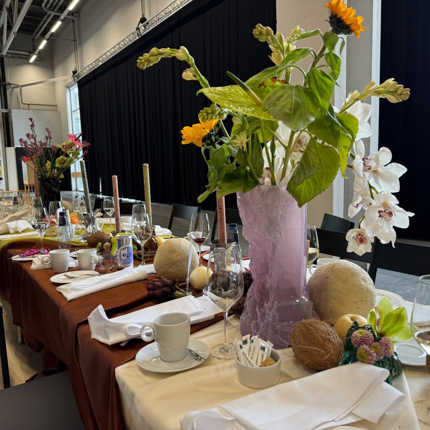 table scape with glass vase
