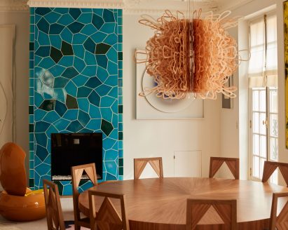 Turquoise fireplace