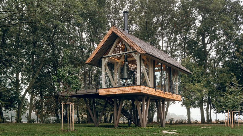Exterior of glass micro house by Jan Tyrpekl in Austria