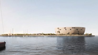 Elevation render of Lusail Museum by Herzog & de Meuron in Qatar