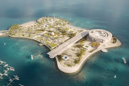 Aerial view of Lusail Museum by Herzog & de Meuron in Qatar