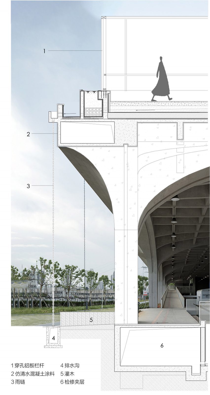 Section of Hexi Sports Field by The Architectural Design and Research Institute of Zhejiang University (UAD)