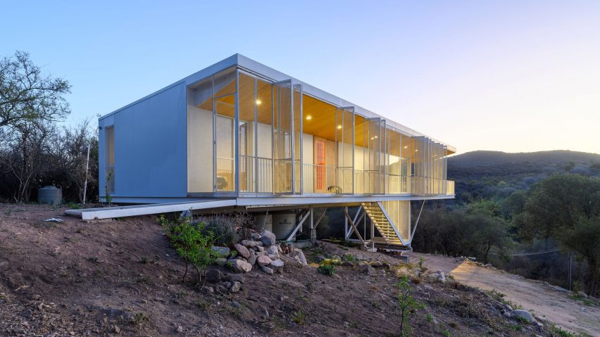 A house with white screens