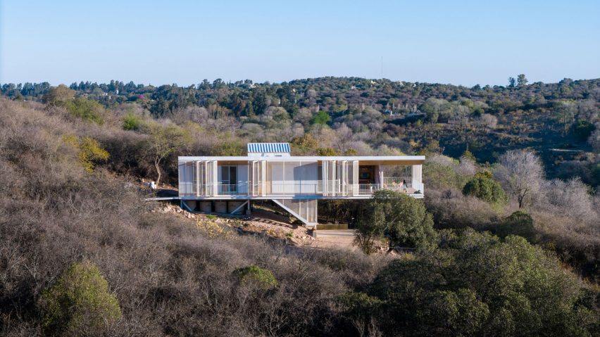 A house with white screens