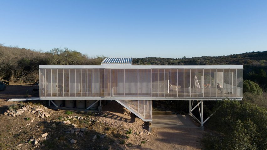 A house with white screens