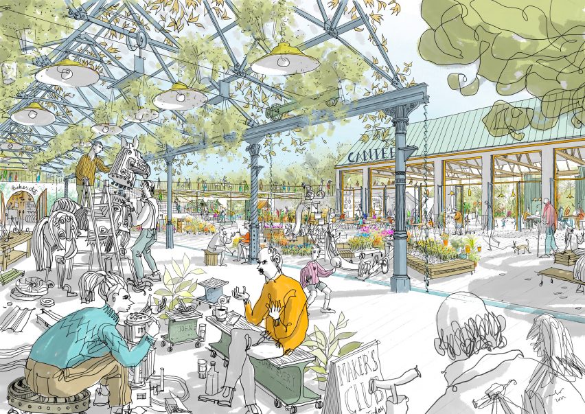 Sketch of public space at the Phoenix development in Lewes