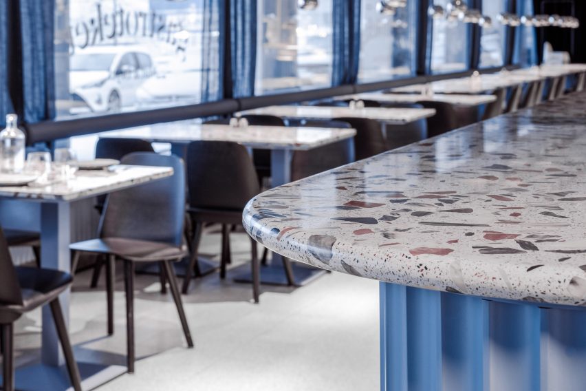 Terrazzo tables in ICA store in Täby