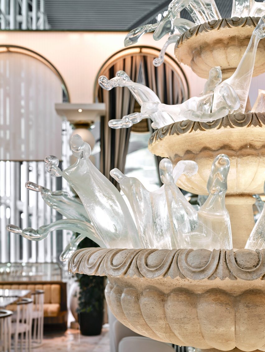 Mouth-blown glass pieces in fountain by Derya Geylani