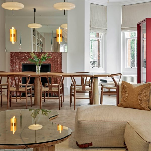 Neutral-toned living and dining room
