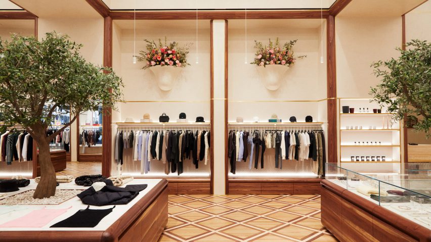 Kith Women Flagship in Soho combines walnut and pink marble